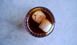 A cup of cold brew coffee on ice