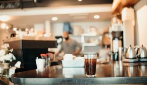 Cold brew coffee on a cafe counter