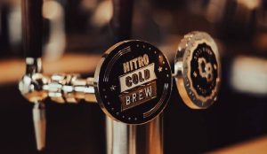 Cold brew taps attached to a commercial cold brew machine