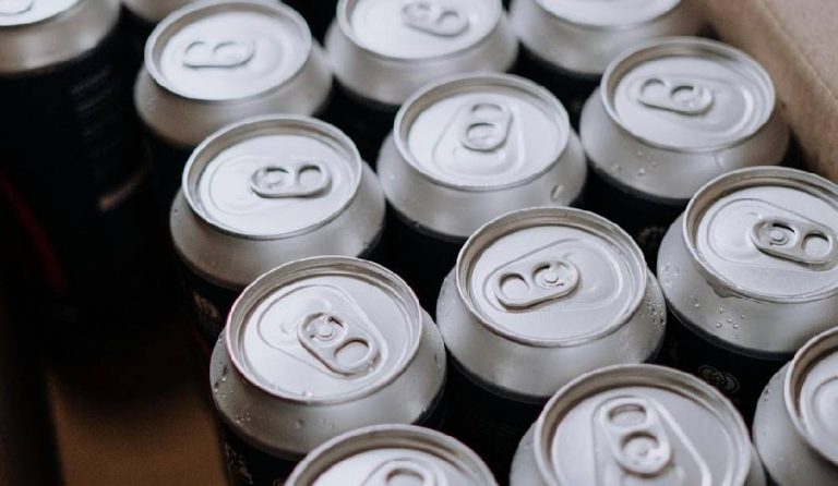Tops of white label cold brew coffee cans