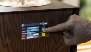 User interface of a Hardtank cold brew coffee machine showing programmable settings