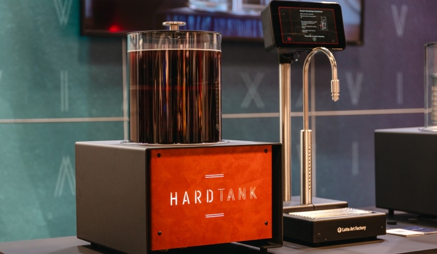 A Baby Hardtank system next to a dispenser.