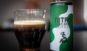 An RTD drink made using commercial iced coffee equipment.