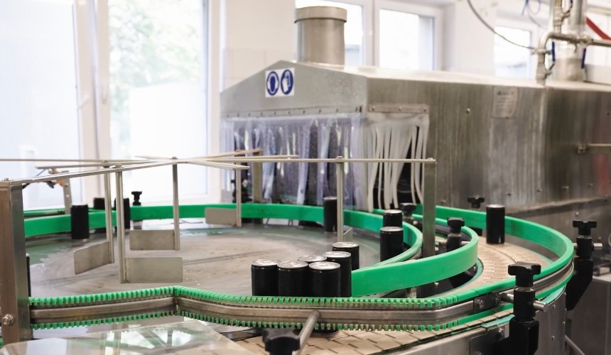 Cans on a production line at Hardtank's RTD production facility.